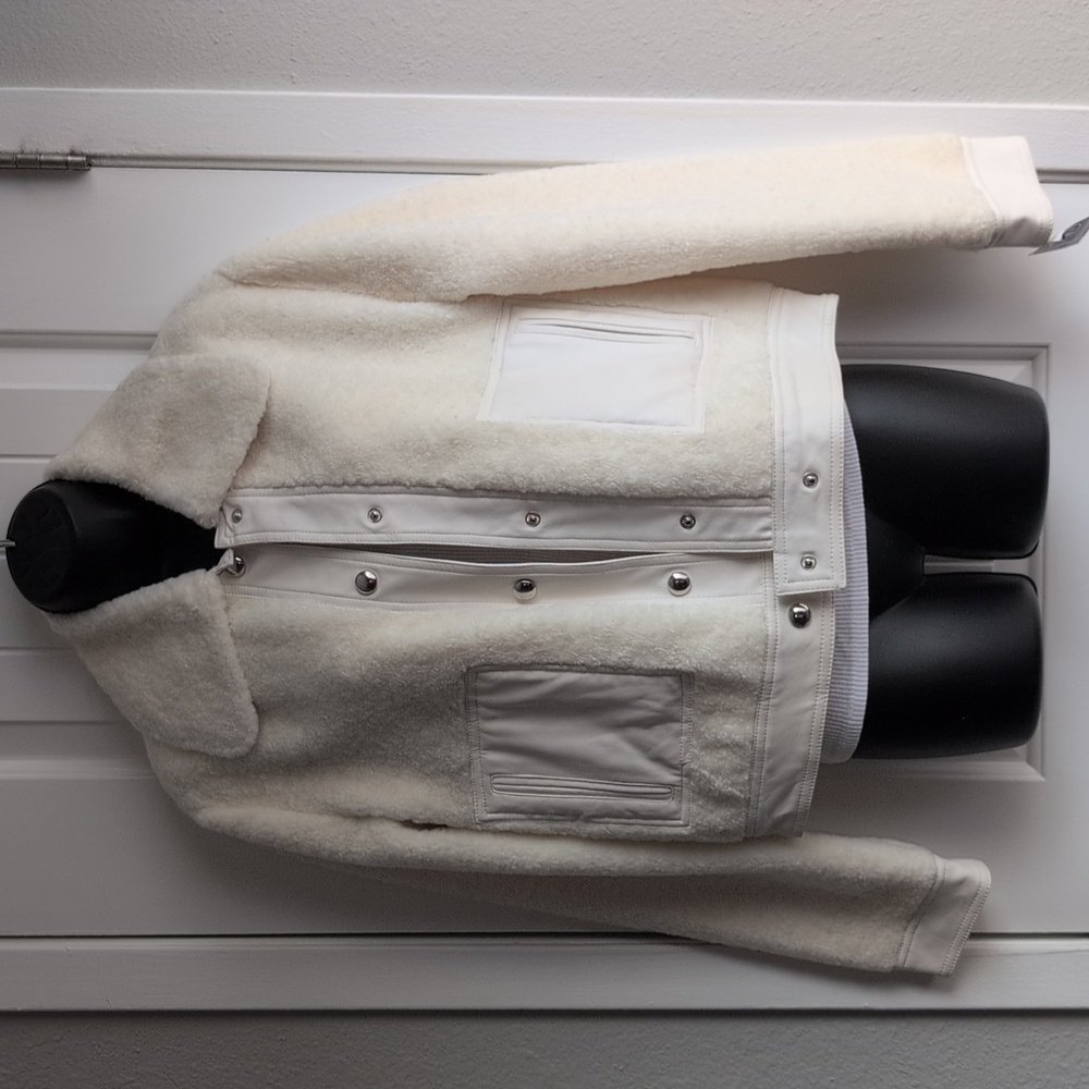 Urban Outfitters ASOS Borg Bomber Jacket Faux Leather Trim